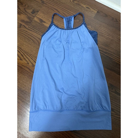 Lululemon Blue Racerback Workout Tank Top Built in Bra Size 6 - Picture 1 of 5